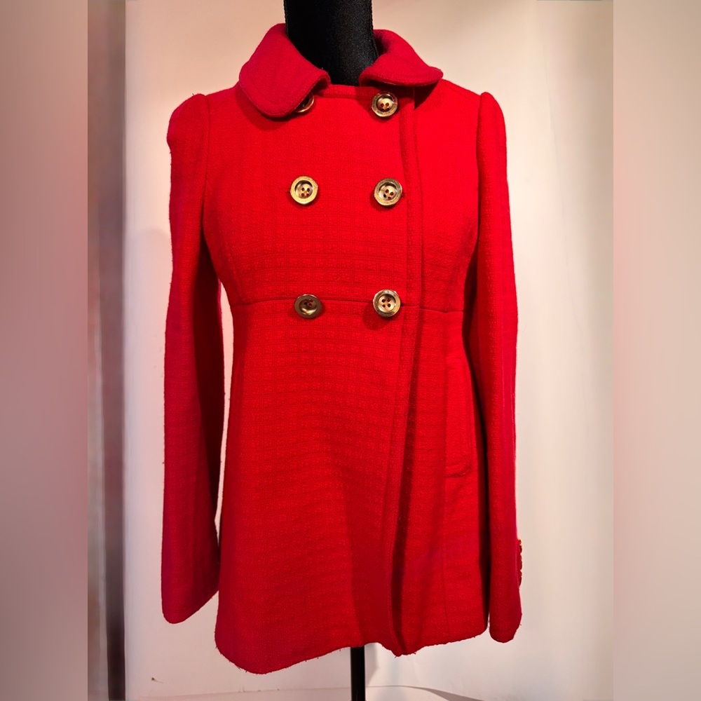 Bright Red Juicy Couture Pea Coat/Jacket SZ S. Fits a 2-4.